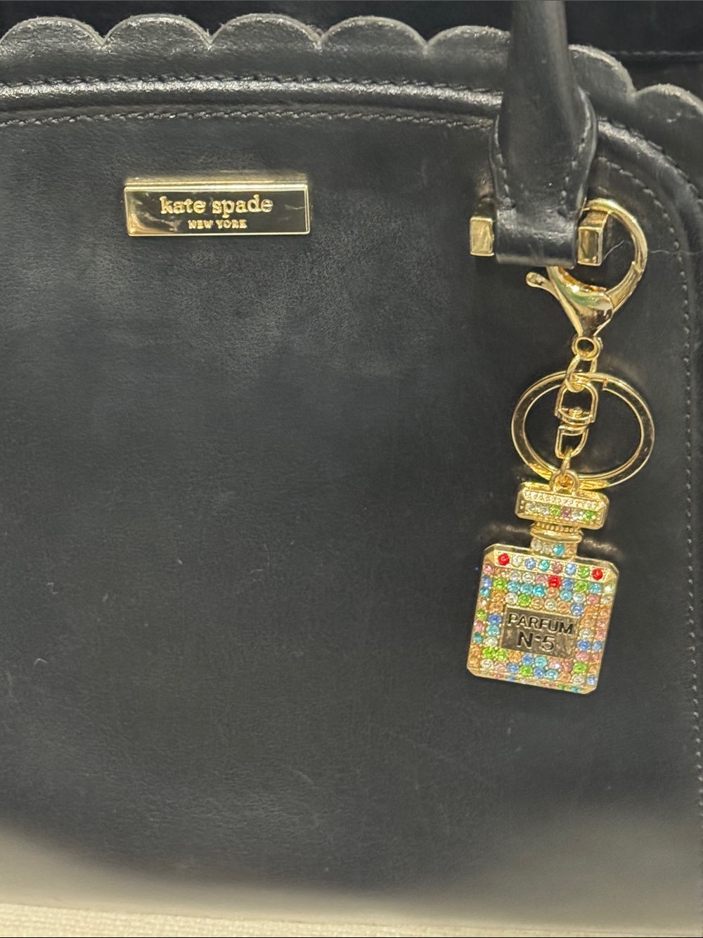 kate spade Black Scalloped Leather Satchel with Gold Hardware - Picture 6 of 10